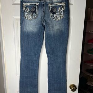 Vigoss Women’s Slim Boot Cut Jeans with Floral Embroidery